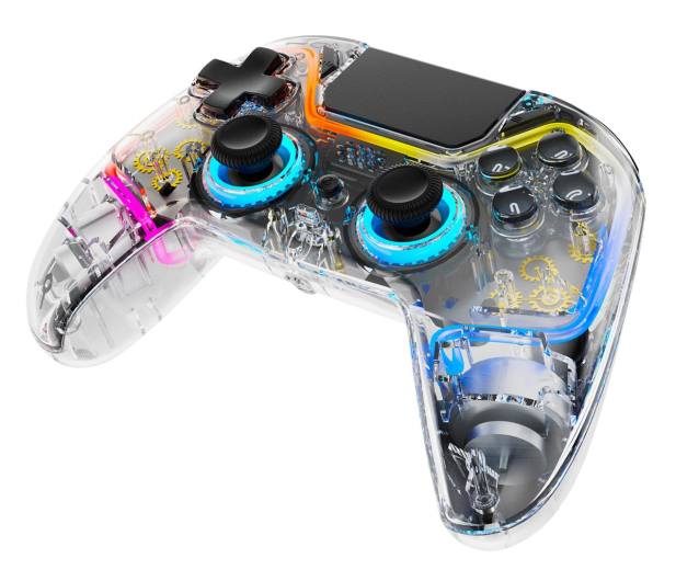 DELTACO Pad bezprzewodowy PS4 GAM-169-T Transparentny RGB - 1226123 - zdjęcie 3